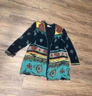 Dorothy Schoelen M boho jacket cardigan batik art to wear